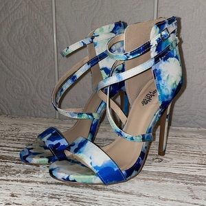 Blue Floral Strappy Charlotte Russe Heels